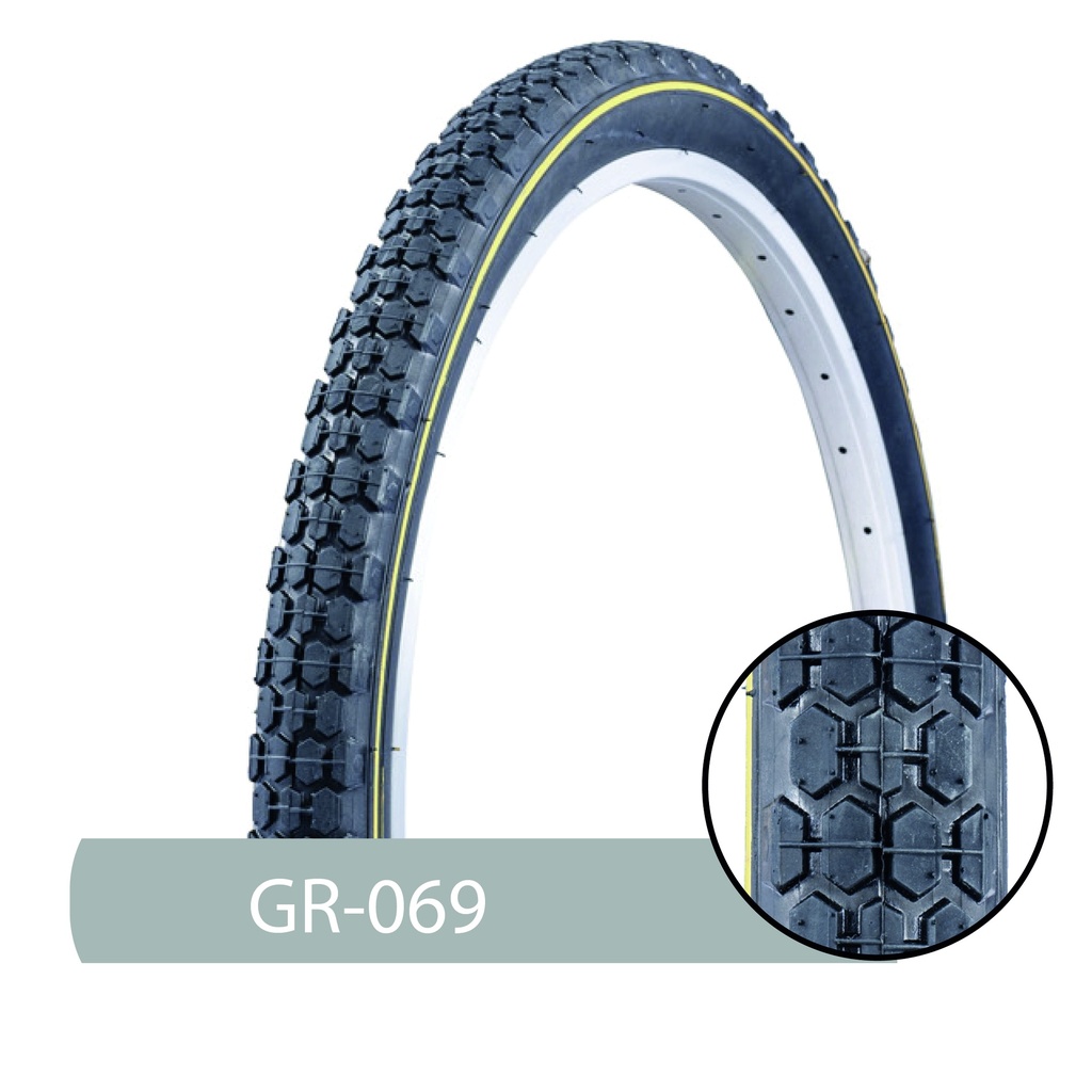 LLANTA BICICLETA+20 X 2.125+LINEA AMARILLA+(57-406)+GR-069+MARCA+GRID+GP3