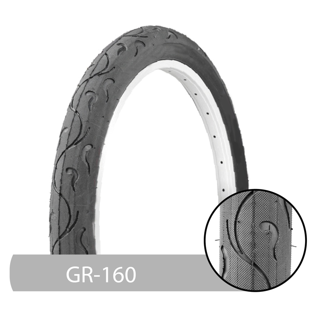 LLANTA BICICLETA+12 1/2 X 2 1/4+NEGRA+(57-203)+GR-160+MARCA+GRID+CRACY